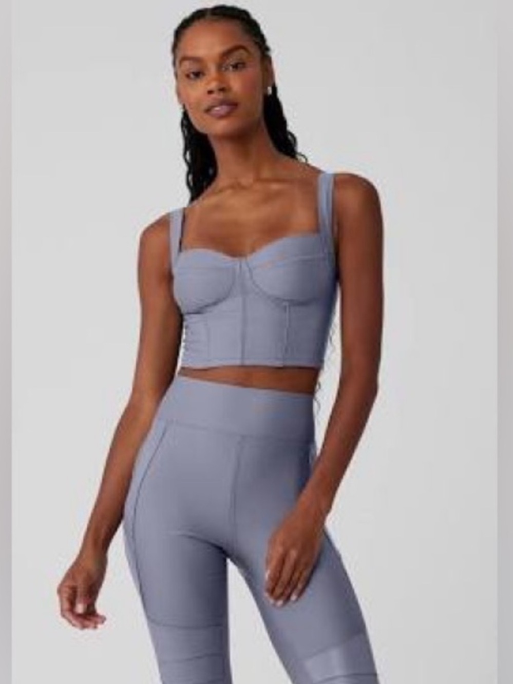 ALO Yoga Cropped Bustier Sports Bra in Dusty Lavender